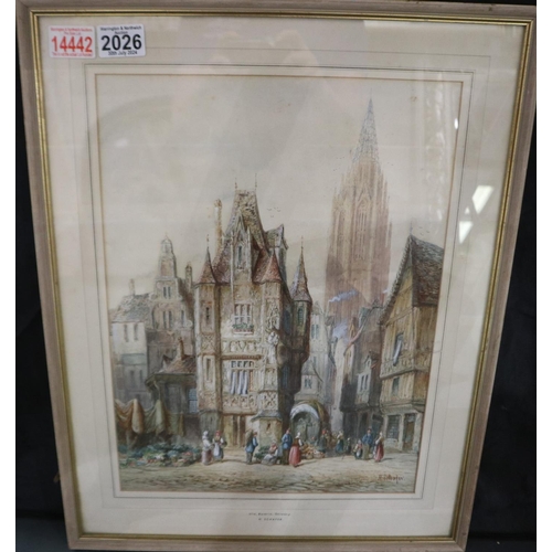 2026 - Henry Thomas Schafer (1854-1915): watercolour, Ulm Bavaria Germany, 30 x 40 cm, frame 43 x 54 cm. No... 