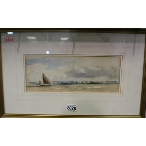 2028 - James Chisholm Gooden (ex. 1835-1965): watercolour, Thames Estuary, 34 x 12 cm, frame 56 x 34 cm. No... 