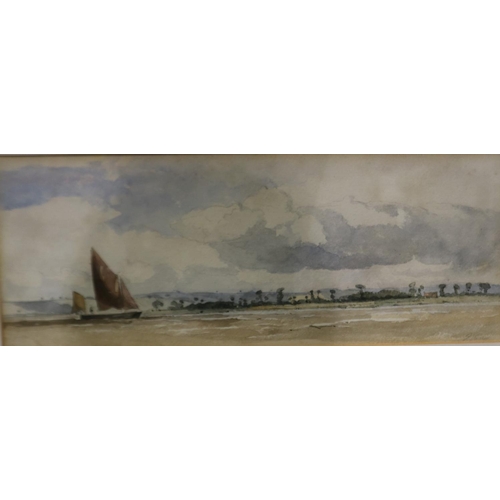 2028 - James Chisholm Gooden (ex. 1835-1965): watercolour, Thames Estuary, 34 x 12 cm, frame 56 x 34 cm. No... 