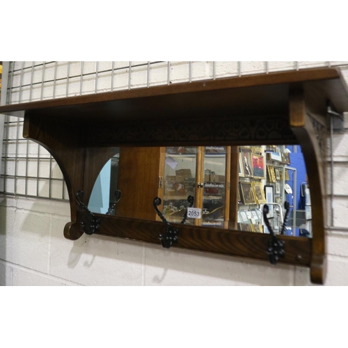 2053 - Old Charm mirrored oak wall-mounting coat rack, 92 x 30 x 45 cm H. Not available for in-house P&P