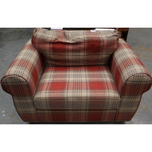 2060 - A modern tartan upholstered oversized armchair by NEXT, L: 125 cm. Not available for in-house P&P