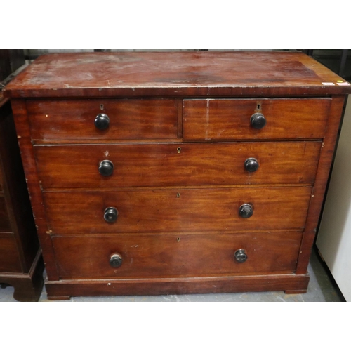 2073 - Victorian stained pine chest of two-short over three-long drawers, 118 x 53 x 98 cm H. Not available... 