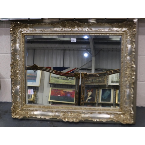 2042 - 20th century rectangular wall mirror, with heavily moulded silvered frame and bevelled glass, overal... 