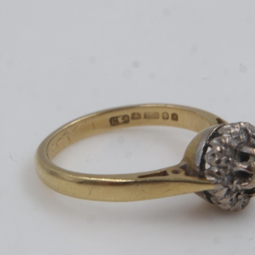 11 - 18ct gold cluster ring set with diamonds, size J, 3.3g. UK P&P Group 0 (£6+VAT for the first lot and... 