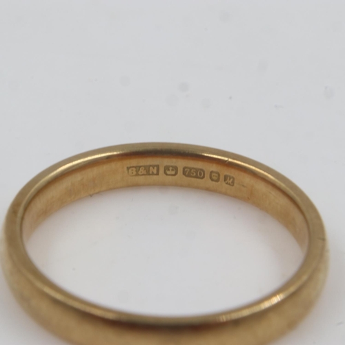 12 - 18ct gold plain band ring, size M, 3.4g. UK P&P Group 0 (£6+VAT for the first lot and £1+VAT for sub... 