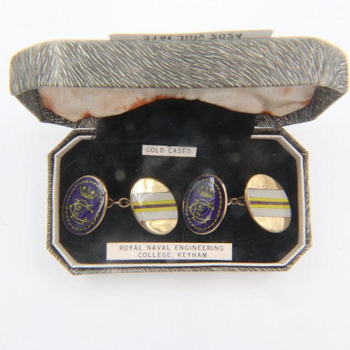 32 - Gold plated Royal Naval College cufflinks. UK P&P Group 0 (£6+VAT for the first lot and £1+VAT for s... 