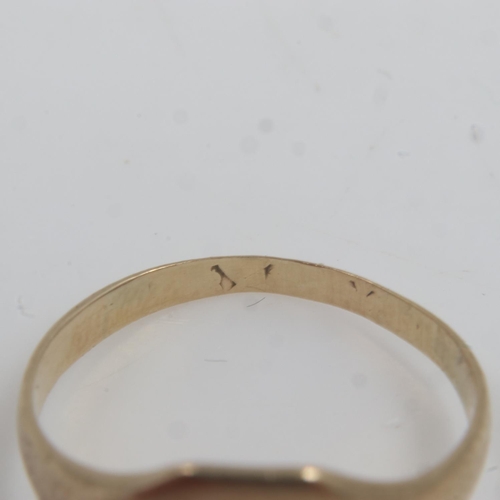 45 - Unmarked 9ct gold signet ring, size J, 1.6g. UK P&P Group 0 (£6+VAT for the first lot and £1+VAT for... 