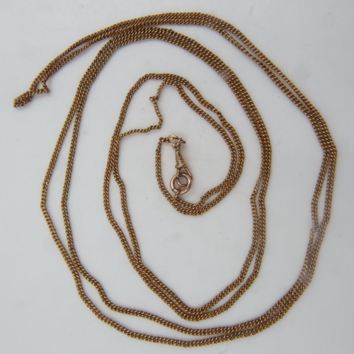 48 - Gold plated guard chain, L: 138 cm. UK P&P Group 0 (£6+VAT for the first lot and £1+VAT for subseque... 