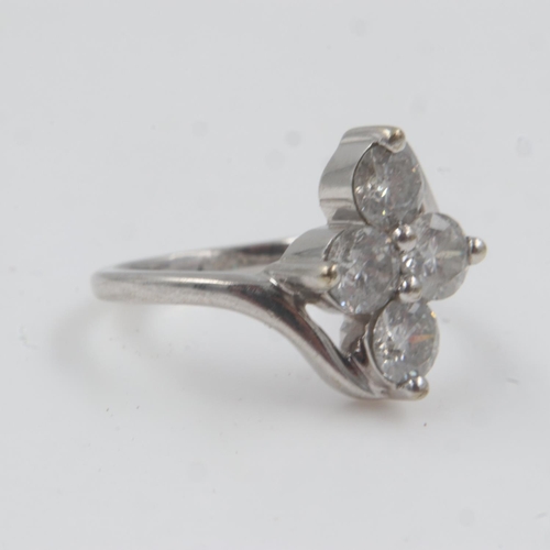 7 - 9ct white gold and 1.50cts natural diamond set ring, size M, 4.3g. UK P&P Group 0 (£6+VAT for the fi... 