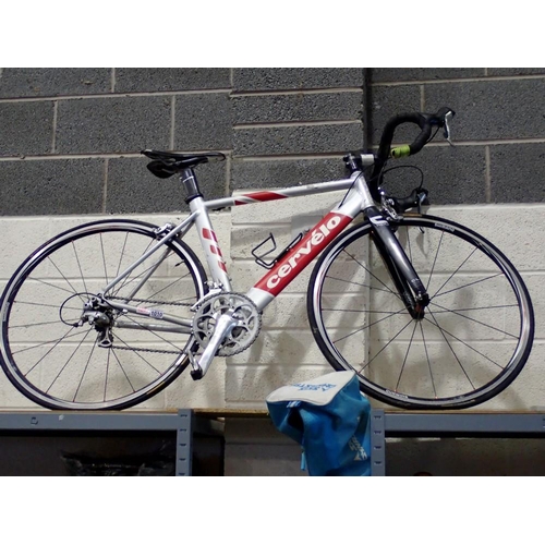 1010 - Cervelo customised racing bike, possibly S2 MK1, with CRT front forks, model SNSSLA07A0149.  alumini... 