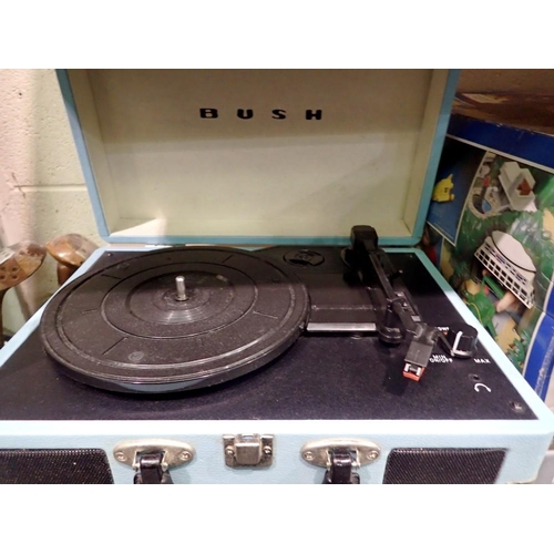 1030 - Bush suitcase record player with power supply, working. Not available for in-house P&P