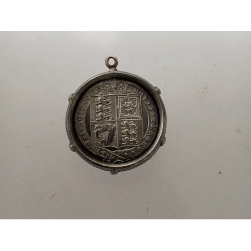 1087 - 1887 silver sixpence mounted pendant. UK P&P Group 0 (£6+VAT for the first lot and £1+VAT for subseq... 