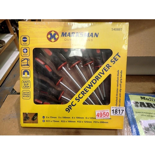 1817 - New Marksman nine piece screwdriver set. Not available for in-house P&P