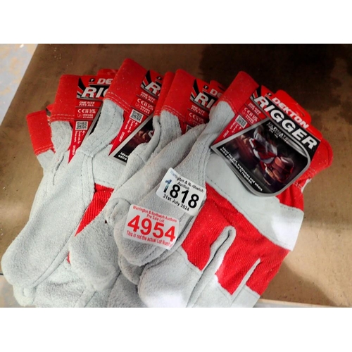 1818 - Six pairs Dekton industrial rigger gloves, new old stock. Not available for in-house P&P