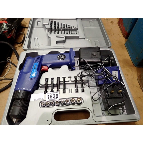 1828 - Hilka Pro Craft drill with battery, charger and cased. All electrical items in this lot have been PA... 