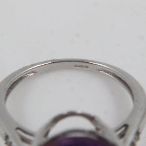 52 - 9ct white gold ametrine and diamond set ring, size N, 3.7g. UK P&P Group 0 (£6+VAT for the first lot... 