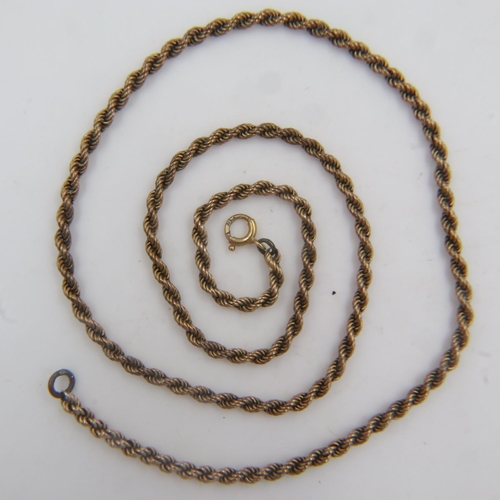 54 - 9ct gold rope-link neck chain, L: 48 cm, 12.6g. UK P&P Group 0 (£6+VAT for the first lot and £1+VAT ... 