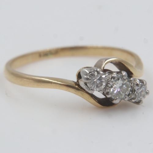 61 - 18ct gold diamond set trilogy ring, size N/O, 2.4g. UK P&P Group 0 (£6+VAT for the first lot and £1+... 