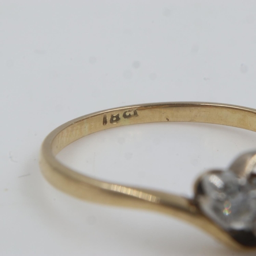 61 - 18ct gold diamond set trilogy ring, size N/O, 2.4g. UK P&P Group 0 (£6+VAT for the first lot and £1+... 