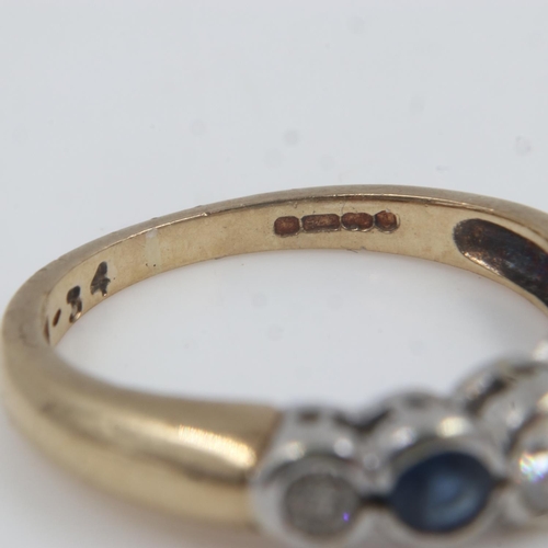 68 - 9ct gold, sapphire and diamond set ring, 0.34cts, size L, 2.7g. UK P&P Group 0 (£6+VAT for the first... 