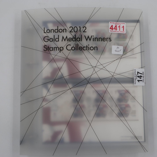 147 - London 2012 Olympic gold medal winners stamp collection in Royal Mail folder, ( 62 covers ). UK P&P ... 