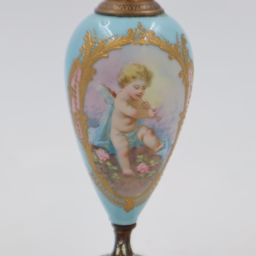 238 - Cloisonné hand painted cherub vase, no cracks or chips, H: 20 cm. UK P&P Group 2 (£20+VAT for the fi... 