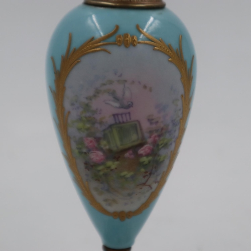 238 - Cloisonné hand painted cherub vase, no cracks or chips, H: 20 cm. UK P&P Group 2 (£20+VAT for the fi... 