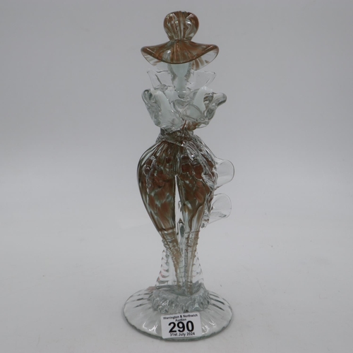 290 - Art glass figure of a dancer in clear and peach glass, H: 30 cm. Not available for in-house P&P