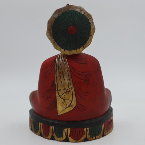 298 - Carved painted wooden Buddha. UK P&P Group 3 (£30+VAT for the first lot and £8+VAT for subsequent lo... 