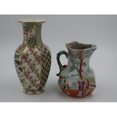 304 - Masons Ironstone vase in the Applique pattern and a Masons Ironstone jug with small handle. UK P&P G... 