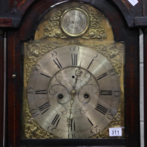 311 - Heron of Newcastle: an early 19th century longcase clock, brass dial with silvered chapter ring, 8-d... 