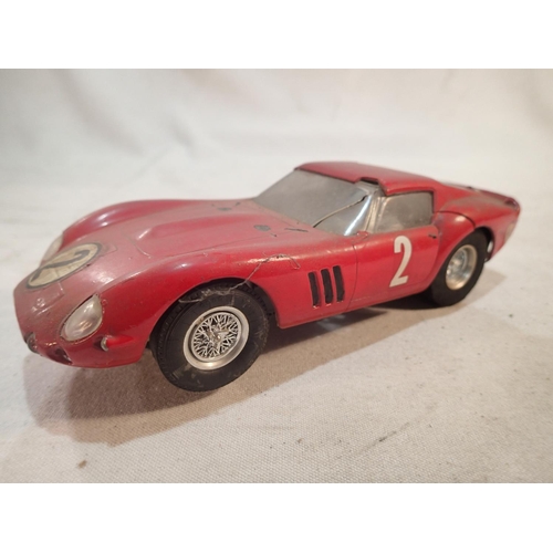 2041 - Three 1/24 scale slot cars, Ferrari 250 GT, and two Le Mans style cars with Parma Flexi 2 sidewinder... 