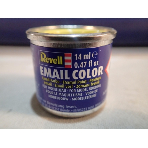 2044 - Approximately 250 Revell email paint tinlets in various colours, ex shop stock, in Revell display ca... 