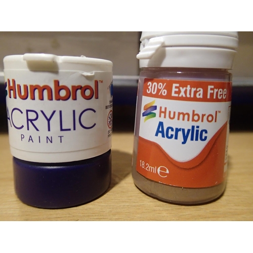 2046 - Approximately 250 tinlets of Humbrol acrylic paints including 30% extra tins, all as new, ex shop st... 