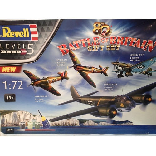 2064 - Revell 1/72 scale Battle of Britain five kit gift set, missing Spitfire kit, other kits in sealed ba... 