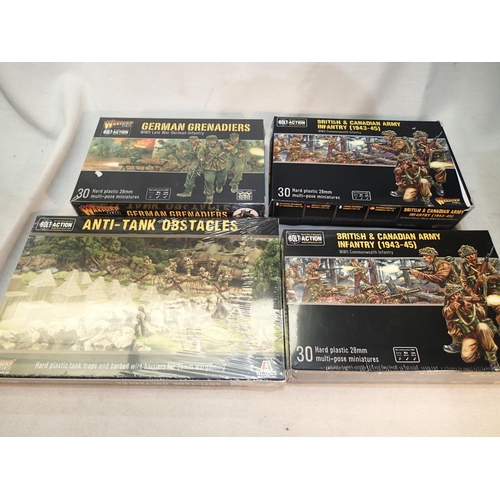 2078 - 28mm Wargaming sets from Warlord Games, German Grenadiers, anti tank obstacles, two British and Cana... 