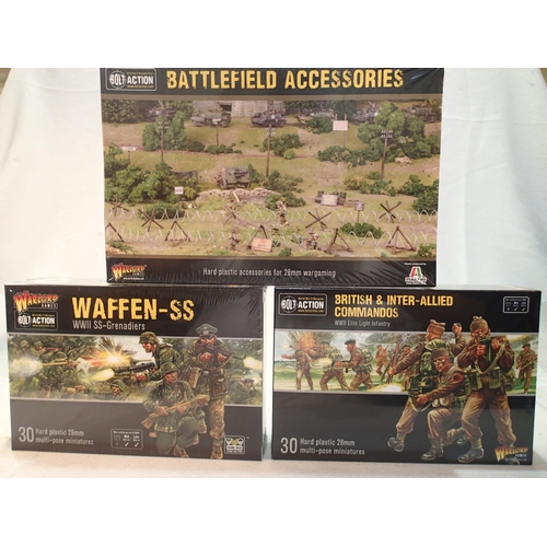 2084 - Three 28mm Wargaming sets from Bolt Action/Warlord Games, Waffen SS, British and allied commandoes, ... 