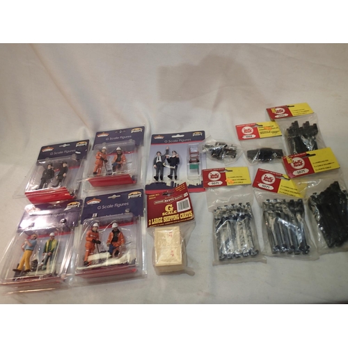 2120 - G scale, five Bachmann two figure sets, police, station staff, three engineers/workers, plus LGB acc... 