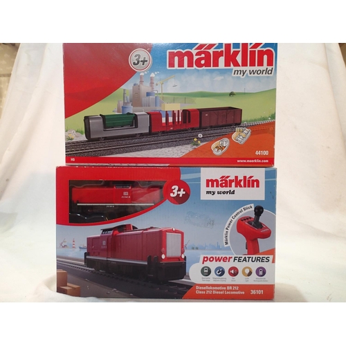 2128 - Two Marklin My World packs comprising 36101 class 212 diesel, DB REB, this is battery operated with ... 