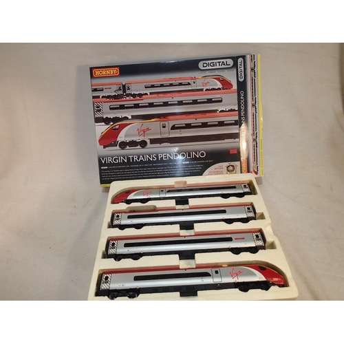 2211 - OO scale Hornby R2467X, Virgin Trains Pendolino four car set, DCC fitted with lights and tilt action... 