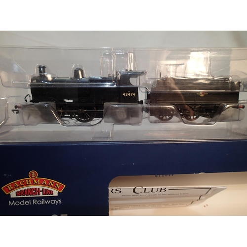 2224 - OO scale Bachmann 31-625, class 3F, 43474, black, late crest, near mint, storage wear to box. UK P&P... 