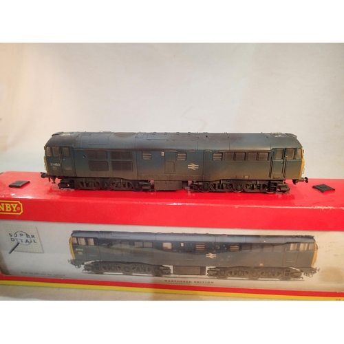 2225 - OO scale Hornby R2571, class 31, BR blue, weathered, re-numbered to 31-450 and detailed, two cab roo... 