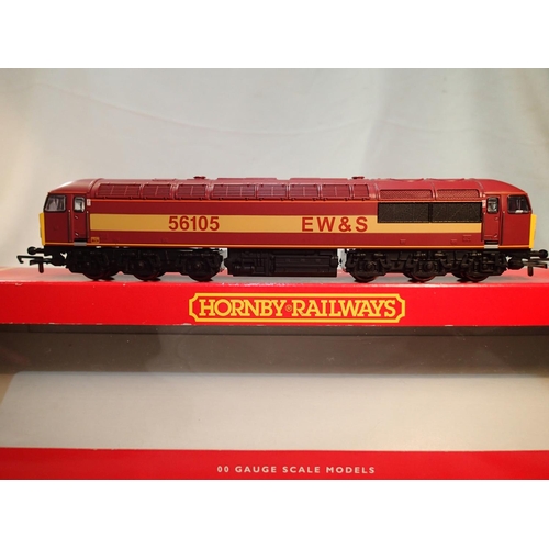 2285 - OO scale Hornby R2075A, class 56, EWS livery, 56105, near mint, wear to box. UK P&P Group 1 (£16+VAT... 