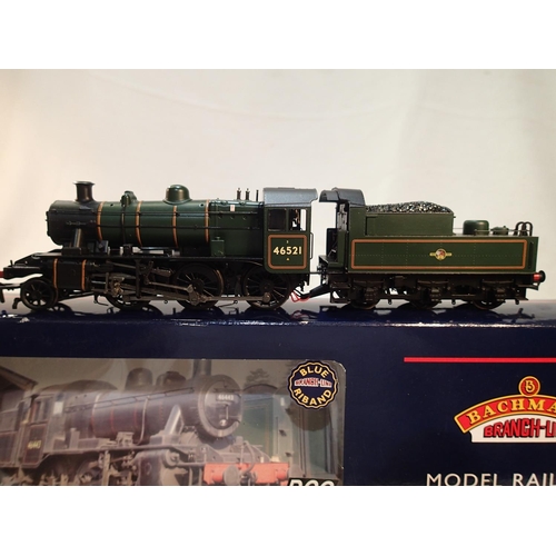 2296 - OO scale Bachmann 32-825, class 2MT, 46521, BR green, late crest, near mint, storage wear to box. UK... 