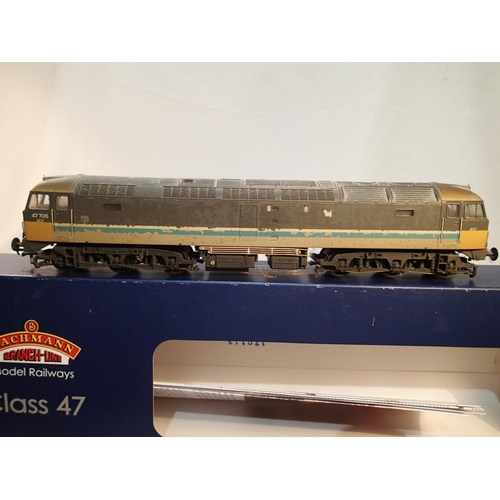 2297 - OO scale Bachmann 31-653Z, class 47 diesel, 47706, shabby condition, circa 1991, near mint, storage ... 