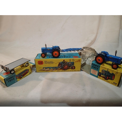 2344 - Corgi Toys gift set, 13-Fordson power major with plough, excellent condition, minor chips, missing d... 