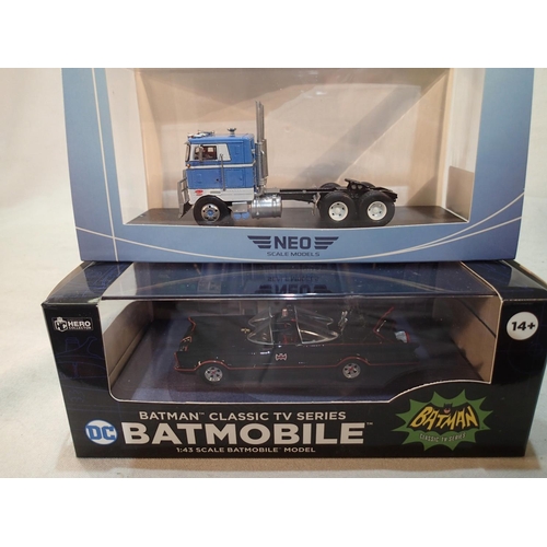 2345 - Eagle Moss Collection 1/43 scale Batmobile from original TV series, and NEO Scale Models 1/64 scale,... 