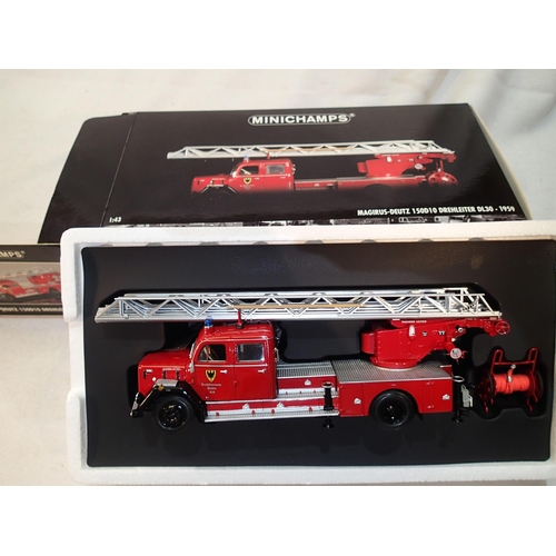 2347 - Minichamps 1/43 scale Magirus-Deutz DL 30 turntable fire engine, 1959, as new and boxed. UK P&P Grou... 