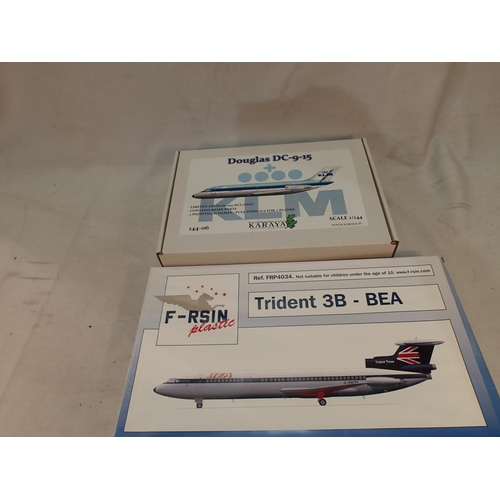 2354 - Two 1/144 scale Airliner kits, Trident 3B-BEA and Douglas DC-9-15-KLM, both appear complete, uncheck... 