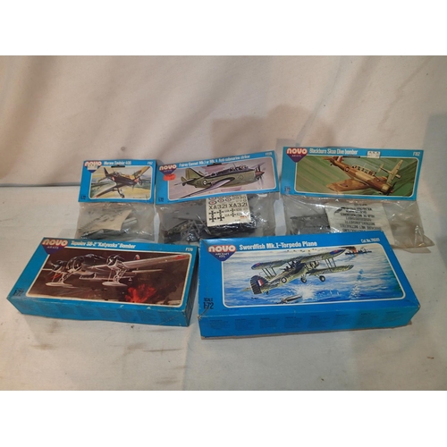 2432 - Five 1/72 scale Novo aircraft kits, Swordfish MKI, Tupolev Katyuska, Blackburn Dive Bomber, Fairey G... 